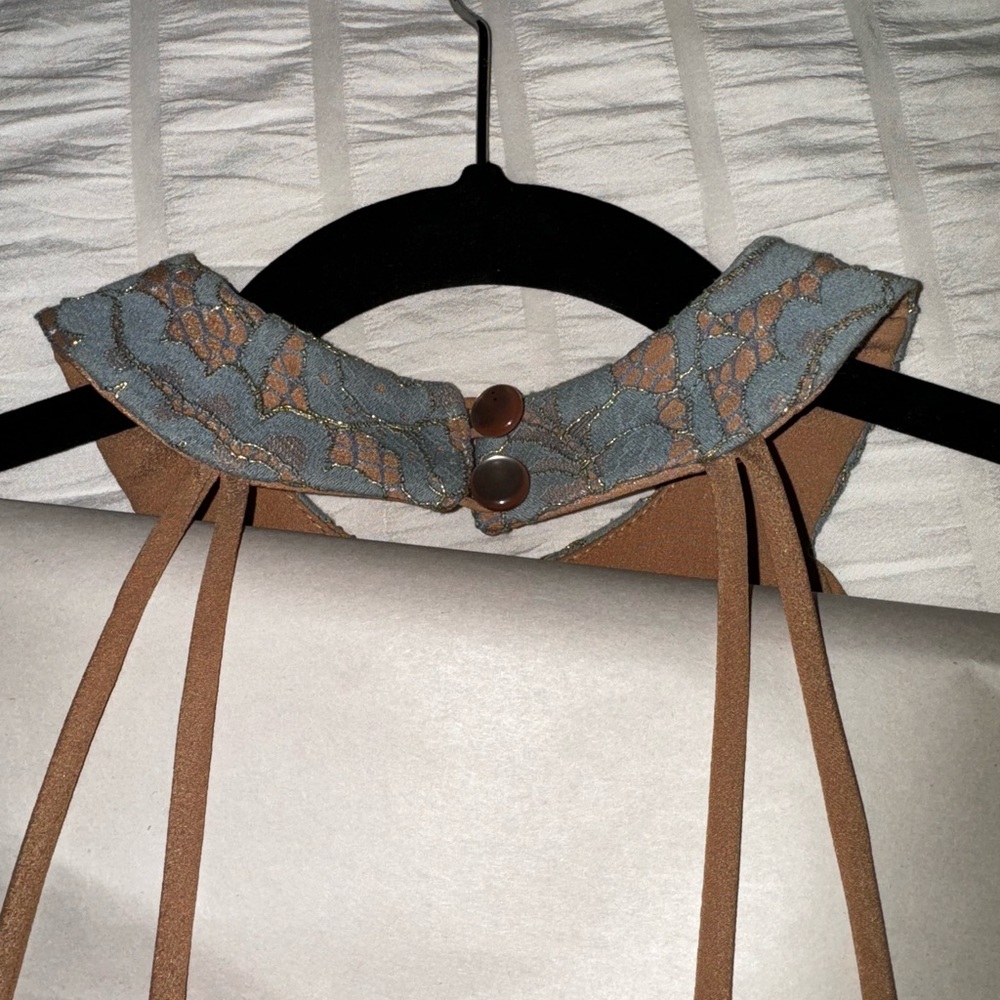 Dress the Population women’s small blue over nude halter high neck dress - Picture 9 of 12